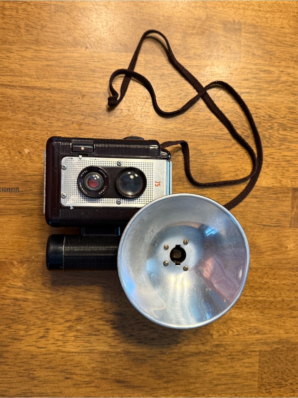 Retro Dual-Lens Film Camera with Flash - Brown and Silver